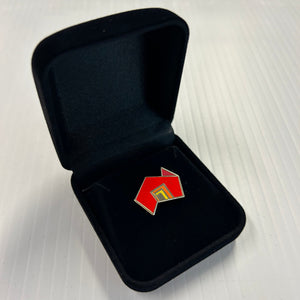 State Brand red lapel pin